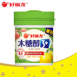 好丽友木糖醇粒粒出 檬萌c缤纷水果味101g 无糖口香糖糖果