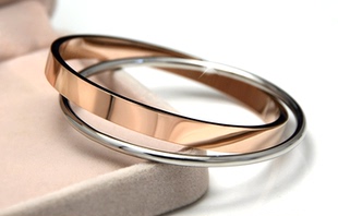 ck2017欧美双环玫瑰金手镯 男女情侣款手环情人节生日礼物 银饰品