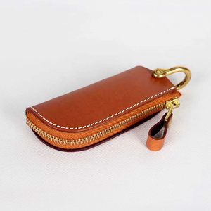 手工真皮钥匙包男大容量牛皮黄铜钥匙扣多功能女零钱包汽车锁匙袋