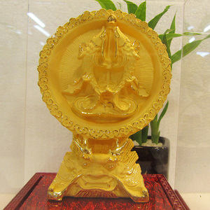 绒沙金八吉祥金鱼24k黄金摆件创意千足金工艺礼品佛教八宝