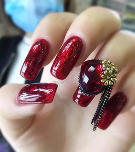 海盗派对 新年闪红 海盗红美甲qq可卸光疗红 span class=h>亮片 /span