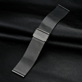 钢带米兰网状表带黑色玫瑰金色手表表带22mm精钢编织带超薄男表带