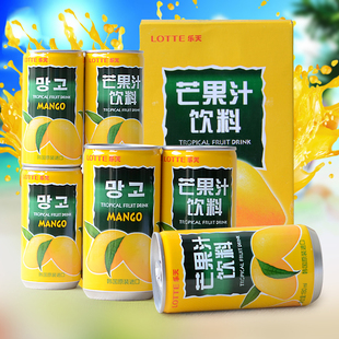 韩国进口零食品饮料品乐天lotte芒果汁鲜活果汁180ml*12铁罐包邮