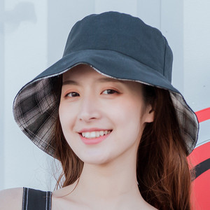 格子 盆帽 女士嘻哈帽男情侣冒子女帽渔夫 span class=h>帽子 /span>