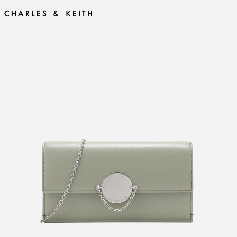 CHARLES＆KEITH 长款钱包 CK6-10840150 金属扣链条翻盖女士钱包