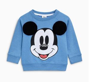 英国正品专柜next童装 17秋男宝宝男童蓝色米奇休闲长袖套头卫衣