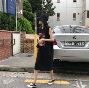 原宿风街头bf嘻哈宽松篮球服无袖背心T恤女