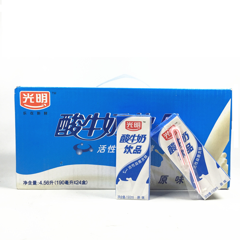 光明牛奶 酸牛奶原味酸奶枕饮品190ml*24盒包装乳饮料 多省包邮