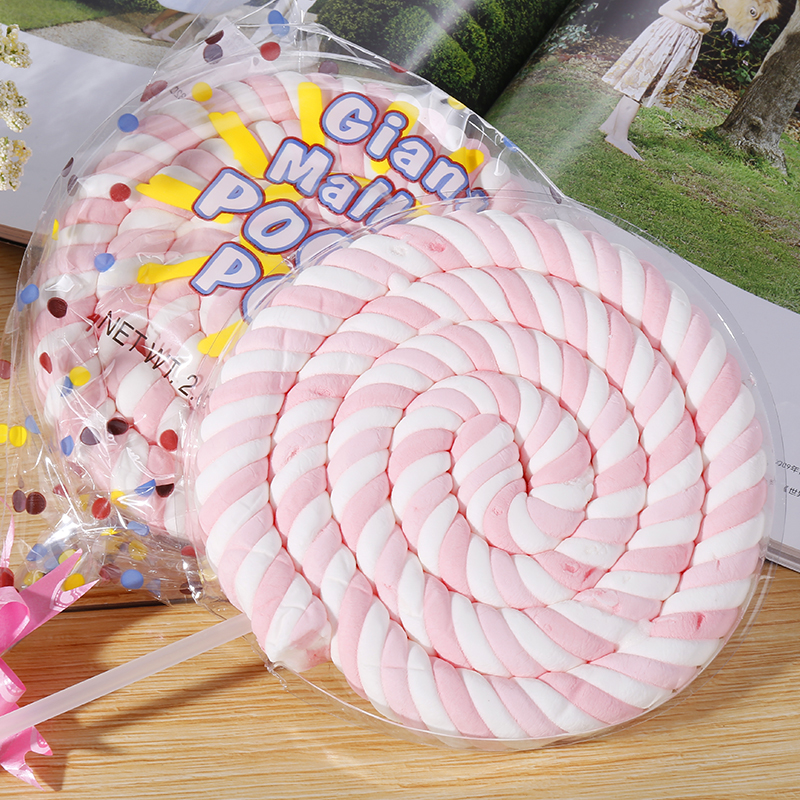 包邮金稻谷超大棉花糖彩色圈糖75克 棒棒糖水果创意糖果零食礼物