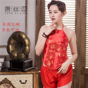 蚕丝真丝女士肚兜成人套装睡衣性感古典夏天情趣内衣唐丝恋中国风