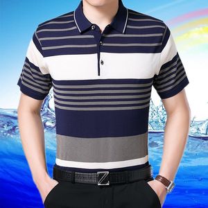 名牌2017新款男士短袖t恤 翻领中年商务男装桑