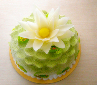 台湾代客送礼 名师纯手工个性化生日蛋糕洁白莲花 仅送台湾本岛