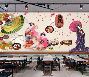 日式料理寿司店装饰画日本风格餐厅墙壁画富士