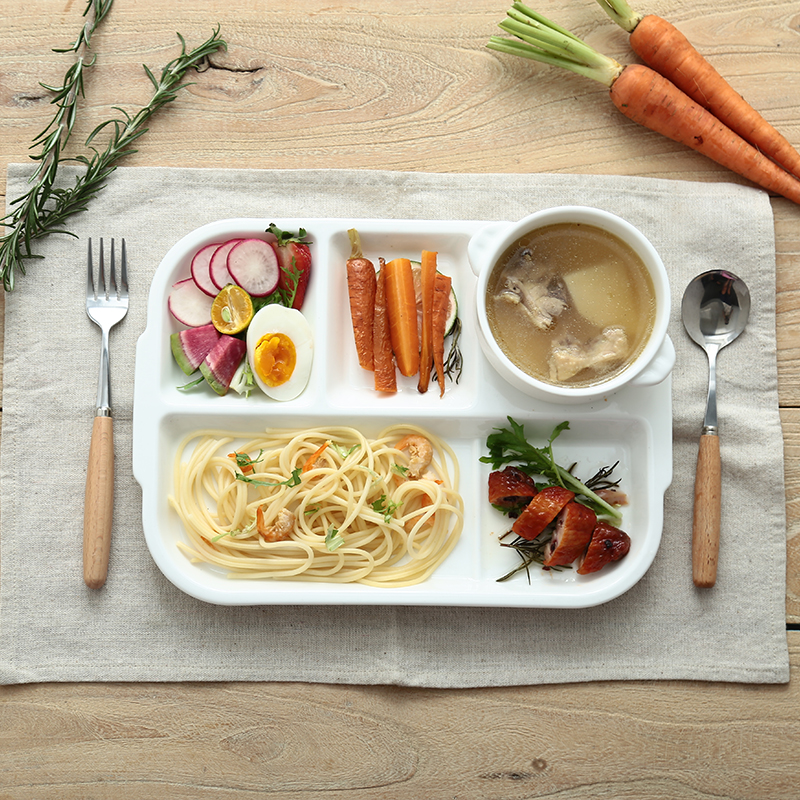 创意餐盘分格陶瓷餐具分隔盘减脂餐儿童 家用早餐快餐多功能饭盘