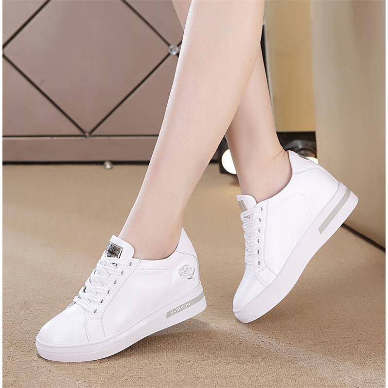 小白鞋女学生韩版运动鞋坡跟休闲鞋女学生原始风内增高平底小白鞋