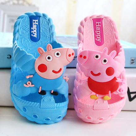 新款男女童家居防滑卡通小猪佩奇洞洞鞋