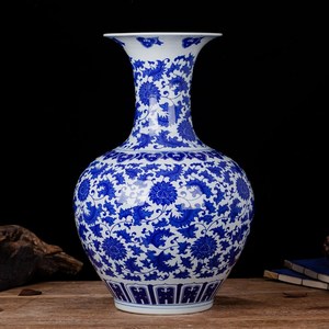 仿古陶瓷花瓶落地古青花图片
