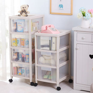 抽屉式收纳柜塑料百纳柜多层储物柜 带轮透明整理柜可视收纳箱子