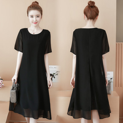 特大码女装200斤胖mm2018夏装新款时尚仙女藏肉显瘦遮肚雪纺长裙