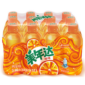 包邮 美年达 橙味汽水饮料330ml*12瓶 塑料瓶装 碳酸饮料 正品