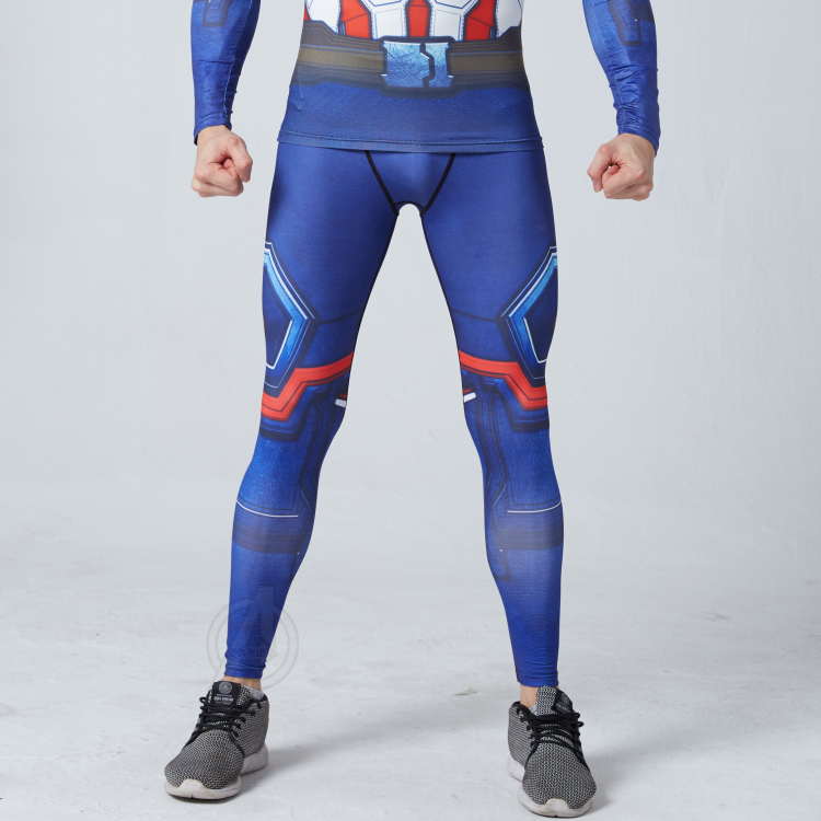 超人英雄男运动紧身裤服打底训练高弹力运动长裤跑步健身裤压缩