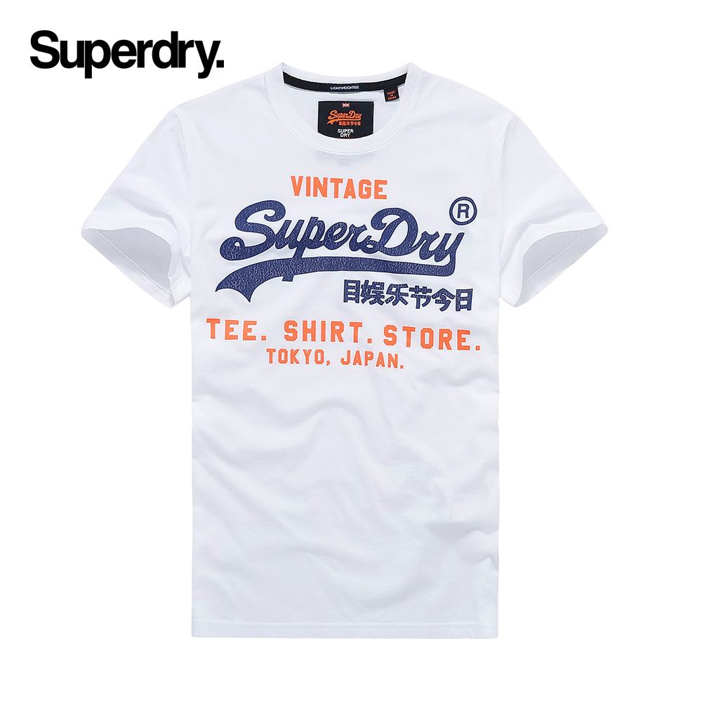 英国Superdry短袖T恤男撞色裂纹字母印花纯棉日系潮流极度干燥