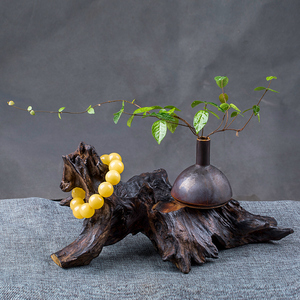 株木手工木雕根雕花架随形树根茶台艺术品摆件客厅创意天然装饰