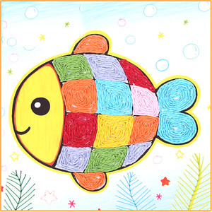 彩色纸绳画 儿童手工制作材料 幼儿园diy粘贴画 绳子艺术玩具装饰