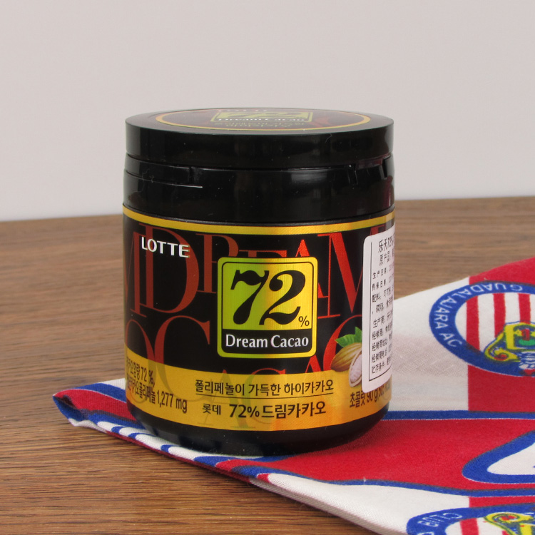 韩国进口巧克力 乐天72%纯黑巧克力 乐天72巧克力86g