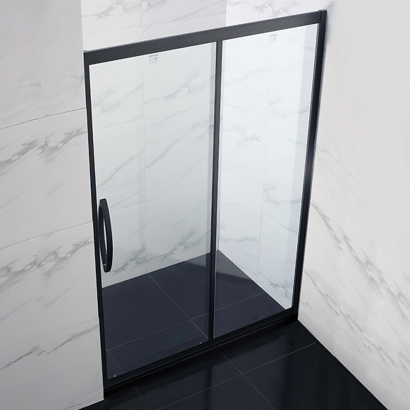 304不锈钢浴室屏风钢化玻璃淋浴房隔断玻璃门一字型沐浴房哑黑色