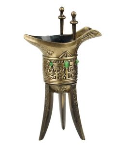 宝贝青铜器仿古摆件 汉代三足酒壶 酒杯 古代酒樽 爵 道具 家居装