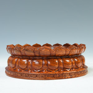 琴书侣 观音莲花底座佛台圆形实木 菩萨佛像底座 托架 佛底座木质