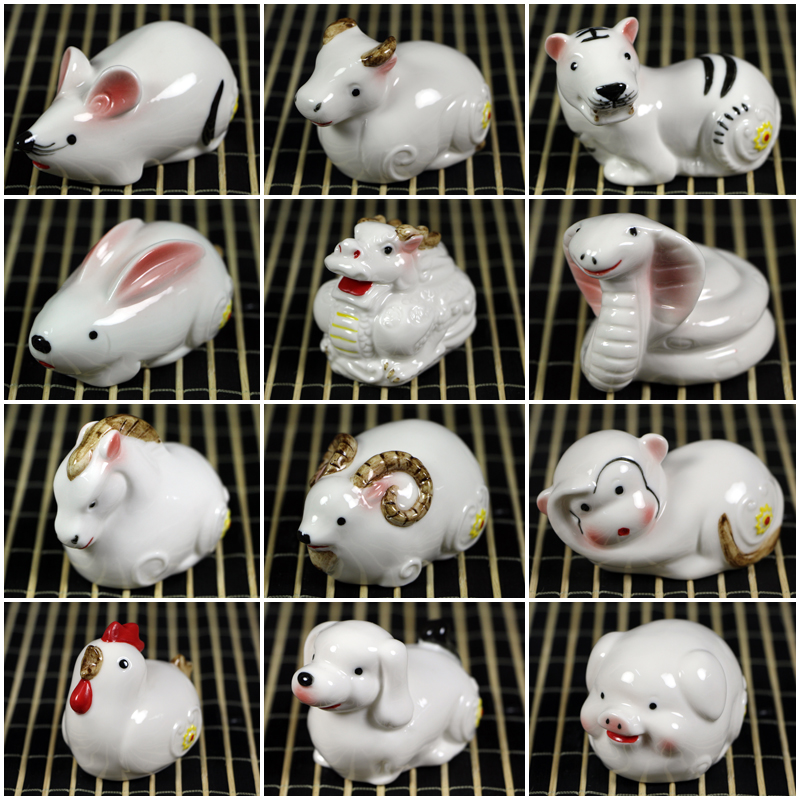 小号陶瓷十二生肖摆件风水补运工艺品鼠牛虎兔龙蛇马羊猴鸡狗猪