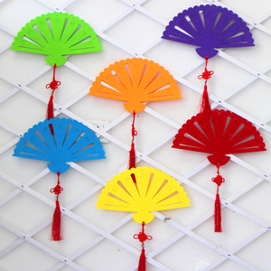 幼儿园布置空中挂饰教室吊饰扇子创意彩色无纺布扇形挂饰