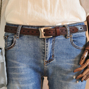 水洗复古超软 女式皮带真皮纯牛皮简约 牛仔裤腰带女潮时尚百搭宽