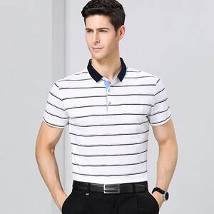 2017夏装新款桑蚕丝品牌短袖t恤男中年大码父