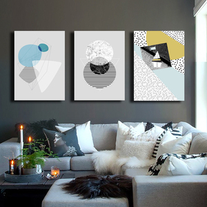 三联无框画北欧抽象画图片