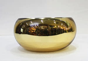  span class=h>鼓 /span> span class=h>缸 /span>形电镀金色玻璃花瓶