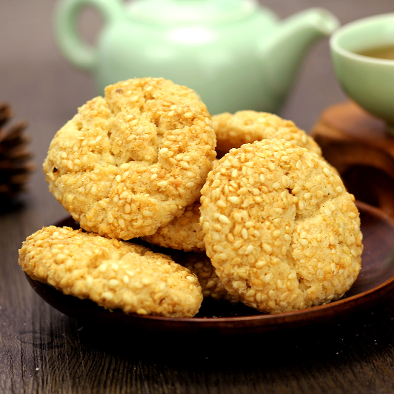 利东福 潮汕特产传统糕点金钱饼 酥饼 核桃酥饼 芝麻酥饼