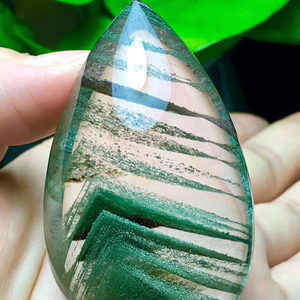 魅晶天然绿幽灵千层山原石吊坠挂件 绿幽灵金字塔 span class=h>步步