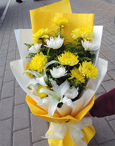 清明节扫墓上坟祭祀鲜花黄白菊花花束北京同城速递海淀石景山丰台