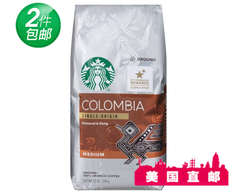 美国直邮Colombia 哥伦比亚 星巴克Starbucks 中度咖啡粉340g