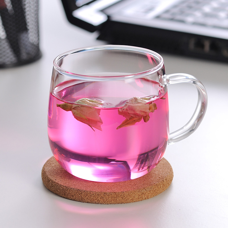 两只装200ml带把玻璃杯茶杯水杯耐热透明杯子单层办公品茶杯包邮