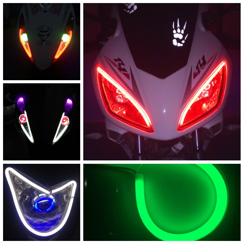 摩托车彩灯装饰灯电动车鬼火迅鹰改装泪眼灯led导光灯条软条灯带