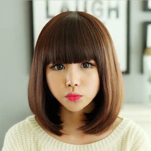 逼真女短发直发齐刘海发套女生蓬松帅气波波女生头发可爱韩国发型