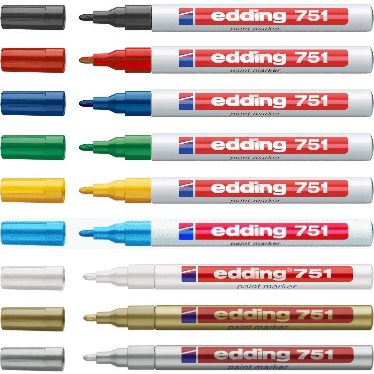 德国艾迪edding751油漆笔工业记号笔金属钢材补漆记号笔线宽1-2MM
