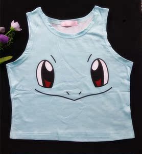 原宿风 span class=h>卡通 /span>3d皮卡丘小背心露脐装紧身 span