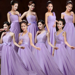 2018新款结婚伴娘服姐妹裙紫色毕业 span class=h>晚礼服 /span>伴娘