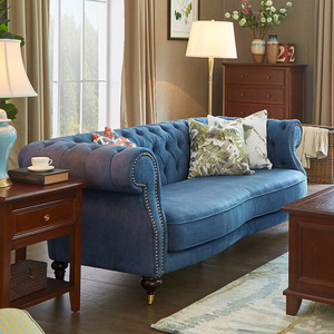 科技布沙发美式沙发布艺复古风格乡村轻奢组合三人位客厅整装家具