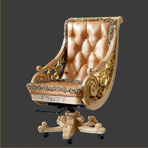 欧式真皮老板椅 法式宫廷高端奢华书椅办公椅电脑椅 实木雕花 span